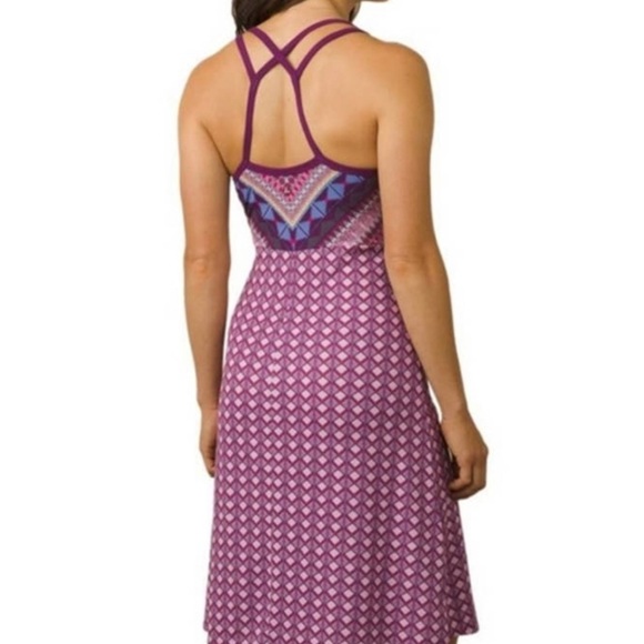 Prana Dresses & Skirts - Prana Cora Cross Back Violet Purple Printed Dress Size Small